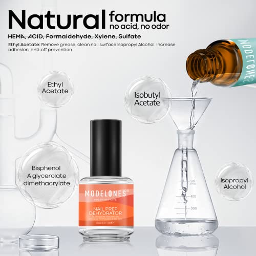 Modelones Professional Gel Nail Polish Primer, 2Pcs 15ml Acid Free Natural Nail Prep Dehydrate, Air Dry Superior Bonding Primer for Acrylic Powder Supplies Set - Image 3