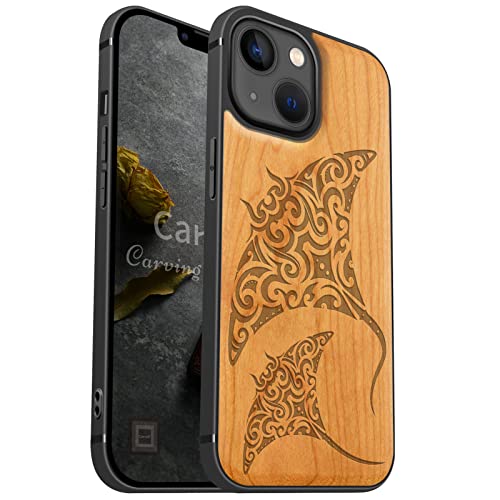 Coque iPhone 13 Mini magnétique bois et TPU pour éviter les rayures