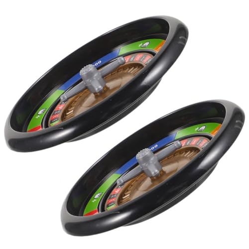 Abaodam Lot de 2 Roues de Poker Russe en Plastique Solide, Accessoires de Jeu de Société Compacts et Portables, Roue de Jeu de Poker de Table Noire 2 Billes en Acier, pour Jeux à Domicile