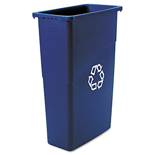 Rubbermaid Commercial Slim Jim Recycling Container, Rectangular, Plastic, 23 Gallons, Blue (354075BE)