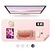 BUBM Desk Pad Protector 35" x 18", PU Leather Desk Mat Blotters Organizer with Comfortable Writing Surface(Pink)