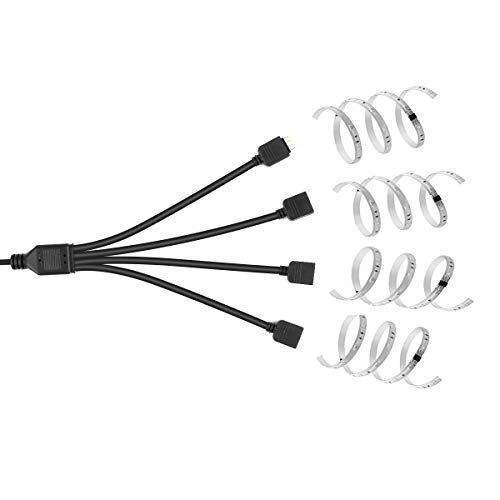 MakerStack Cavo Splitter RGB a 4 Pin, 1 a 4 Porte Cavo di connessione Femmina per Strip cambiante a LED RGB con connettore a 4 Pin 4 Pin (2 Paia)