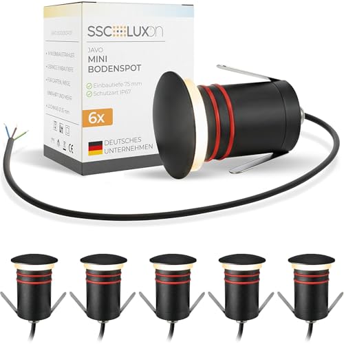 SSC-LUXon JAVO Spot encastrable LED pour l'extérieur 230 V IP67 anti-éblouissant en noir - Éclairage indirect au sol pour jardin, allées et entrée Ø 50 mm