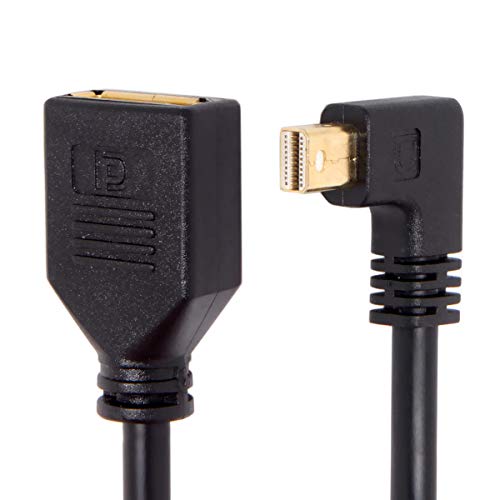 Cablecc Mini DP DisplayPort 90 Degree to DisplayPort Female Cable for Displays Monitors (Right Angled) - Image 2