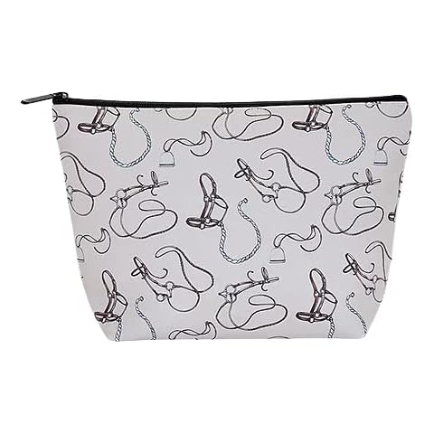 Tack Shack of Ocala Horse Themed Cosmetic Pouch, Zipper Top with Inside Lining, 12 Inches Long x 8 Inches Deep Cover
