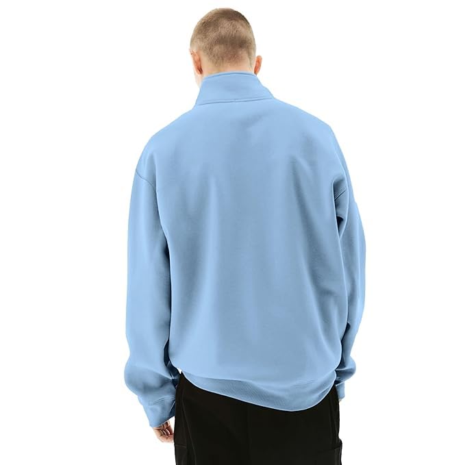 Image of Fleece Half Zip High Neck Loose Fit Sweatshirt for Men's