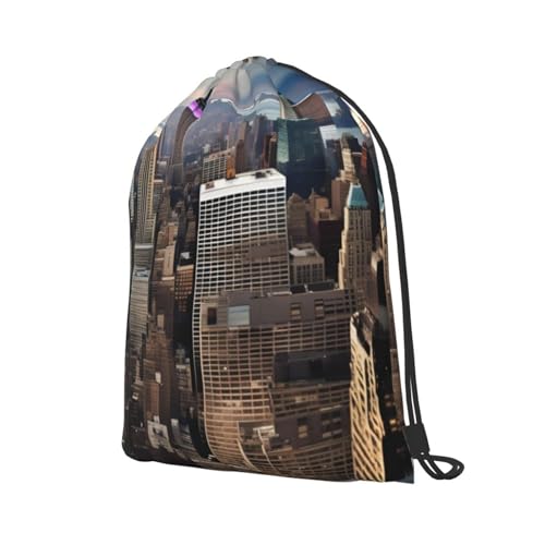 New York Fashion City Drawstring Backpack String Cinch Bag Polyester Sackpack For Fitness Training Workout2
