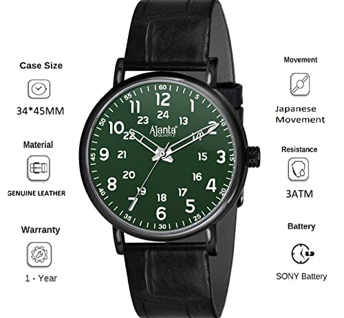 Image of Ajanta Quartz Analogue Dial with Leather Belt Men's Casual Watch AWC702