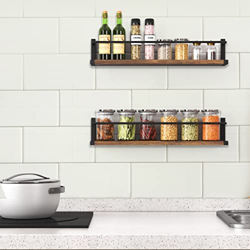 Join Iron Kitchen Wall Mount Spicerack,Natural Wood Spice Rack Organizer For Cabinet, Hanging Spice Shelf For Kitchen Seasoning Organizer, Cabinet Organizer And Wall Storage (Country Rustic) #TOP4