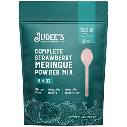 Judee's Gluten Free Complete Strawberry Meringue Powder Mix - Just Add Water - Bake Meringue Cookies & Royal Icing - Cookie Decorating & Frosting Mix - 11.4 Oz