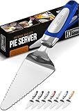 Orblue Pie Server, Essential Kitchen Tool, Serrated on Both Sides, Great for Right or Left Handed Chef, Stainless Steel Flatware, Cake Cutter, Royal Blue