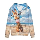 WELLFLYHOM Funny Giraffe Hoodies Zip Up Sweatshirt for Women Oversize Y2K Jacket Cute Outfits Graphic Athletic Hoodie Long Sleeve Shirt Fall Clothes Hooded Cardigan Sweater Shirts M
