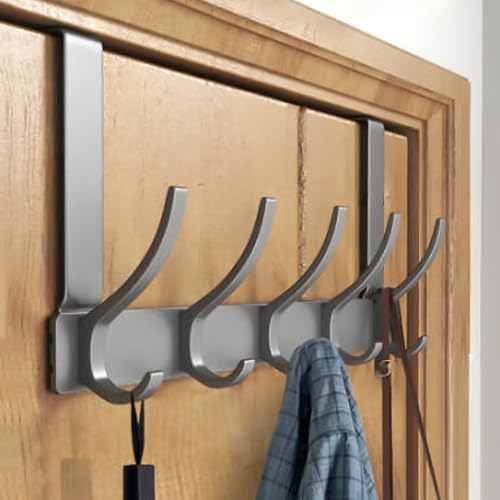 Eaglez Grey Over Door Hooks with Aluminum Material Having 10 Segments Over Door Hanger Clothes, Hat, Hangers, Robes, Purse, Towel, Keys, Overdoor Hook Hanger Having Size (12.5inches x 7inches)