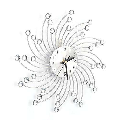 Horloge murale fer décoré de diamants Qcwwy design rotatif - 3