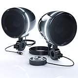 GoHawk Bluetooth Motorcycle Speakers with LED Ring, 4' Waterproof Motorcycle Stereo System, Built-in Amplifier Audio Music Player w/USB AUX for Harley ATV Scooter 4-Wheeler, AN4-Halo Black