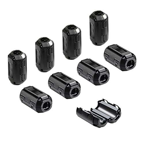 Aiqeer 8 Piezas Núcleo de Anillo de Ferrita, Clip de Cable Supresor de Ruido EMI RFI, Filtro de Alta Frecuencia Antiinterferencias (7 mm Diámetro Interior)