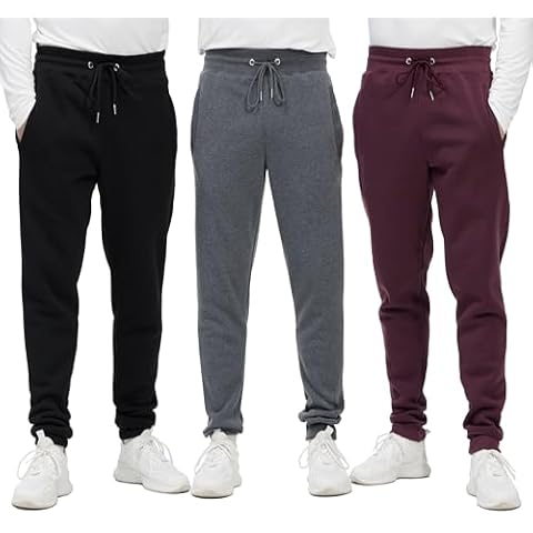 WHITE PEAK TRADING COMPANY Mens Sweatpants with Pockets, 3 Pack Fleece Casual Jogger for Men Athletic Pants with Drawstring Cover