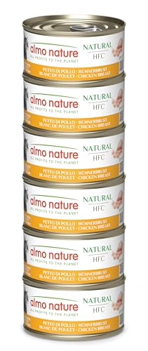 Almo Nature HFC Natural - Nassfutter für ausgewachsene Katzen - Hühnerbrust - Human Grade, Glutenfrei & Monoprotein - 6 x 70g
