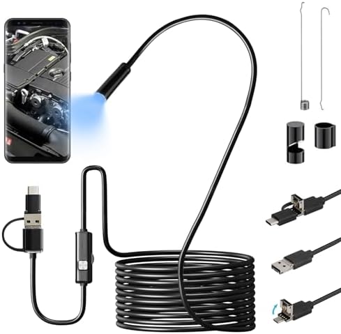 Inspection Tuyaux Moteurs Zones Difficiles Caméra Endoscope USB 5 M - Caméra D'inspection Souple 5,5 Mm Avec Lumière LED - Étanche - Compatible Android, Windows Inspection Caméra 5.5mm LED
