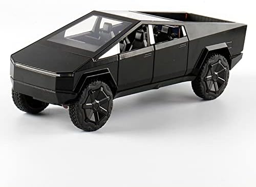 1:24 Scale Alloy Diecast Model Car Pullback Vehicle Toy Collection for Tesla Cybertruck Pickup, Kids Gift, with Sound and Light