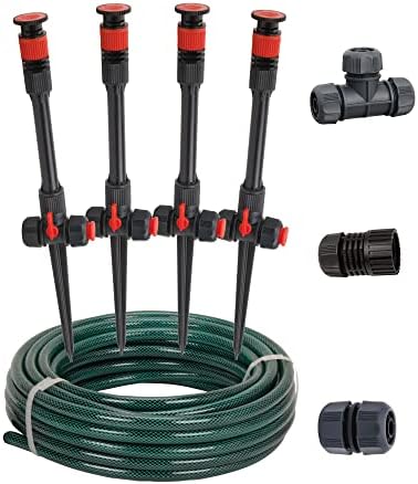 Eden 98063 Multi-Adjustable Flex Design Above Ground Irrigation Garden Sprinkler System, Sprinkler & Hose, DIY Plant Watering Set