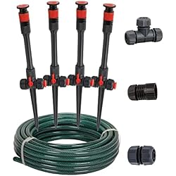 Eden 98063 Multi-Adjustable Flex Design Above Ground Irrigation Garden Sprinkler System, Sprinkler & Hose, DIY Plant Watering Set