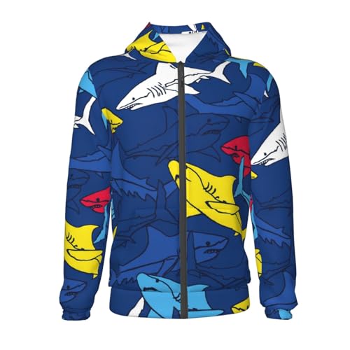 Cartoon Shark Kids Pullover Hoodies Boys Zip Up Sweatshirts Girls Athletic Clothes with Pocket2
