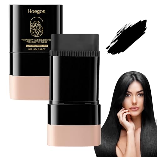 2025 Instant Hair Color Stick con Peine Integrado 2 en 1 Lápiz de tinte instantáneo para cabello gris con peine de retoque, resistente al agua y al sudor (negro natural)