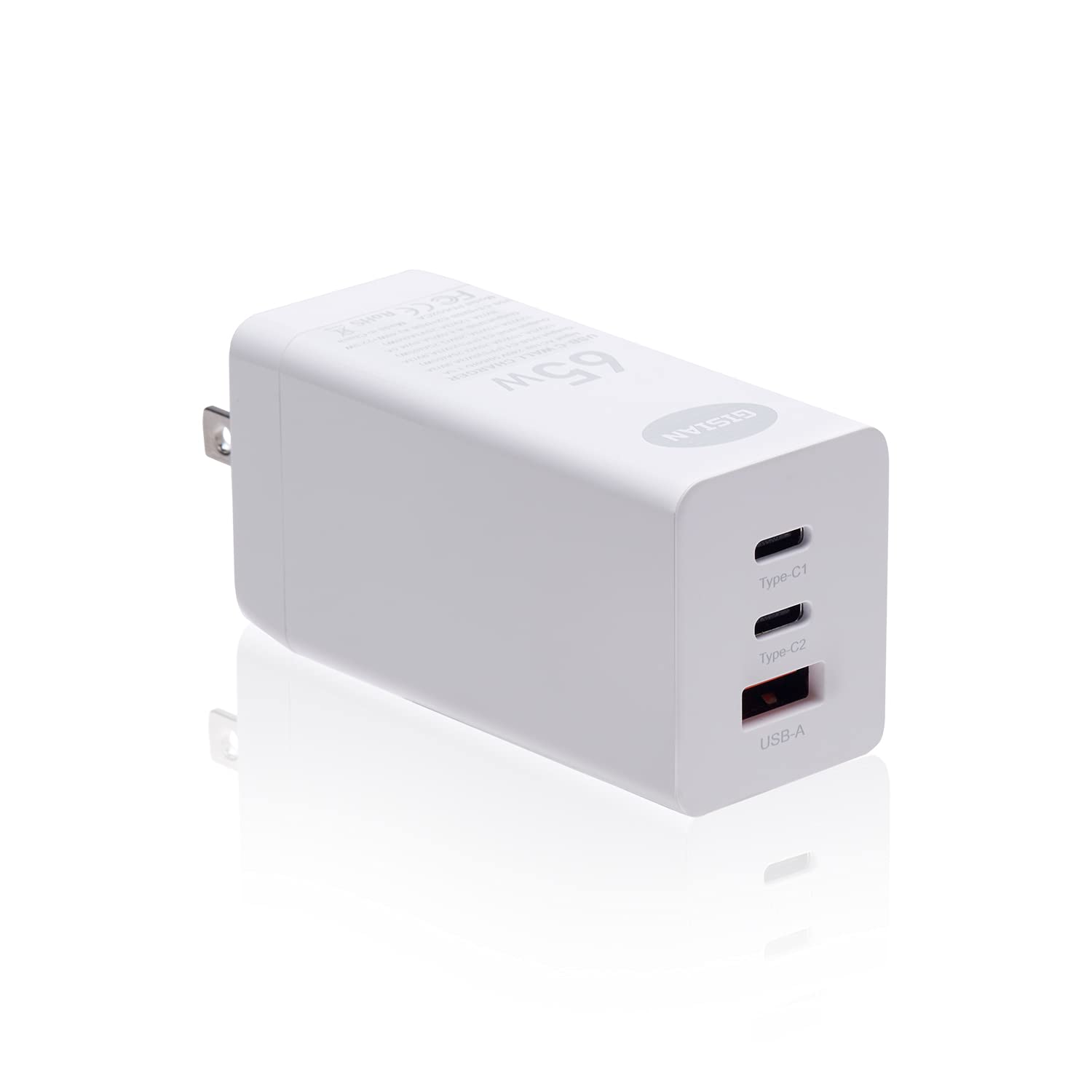 USB C Wall Charger 65W: Dual C Port Charging Block Foldable USB Power Adapter for iPhone 13 12 11 Pro Max (White)