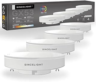 SINCELIGHT LED GX53 Cabinet Light Reflector Bulb, 7W (50-60W Equivalents), Cool White 6000K, Adapt to GX53 Fixture, Kitchen Units, Display Cabinets and Under-Shelf Lighting, Pack of 4