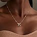 Thaivor Necklace for Women Dainty Bow Necklace 14K Gold Plated Cute Choker Necklace Small Bow Pendant Charm Necklaces Teen Gift Trendy Stuff Personalized Jewelry Gifts