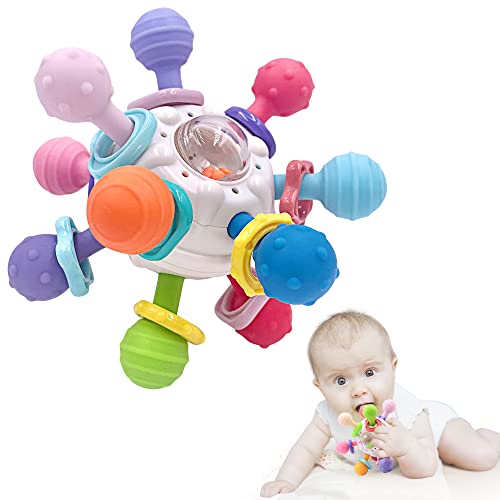 Baby Sensory Teething Teether Toys: Teething Toys for Babies 0-6 Months, Baby Toys 6 to 12 Months, Baby Teething Ball, Infant Toys for 0 3 6 9 12 Months, Baby Girls Boys Gift(White)