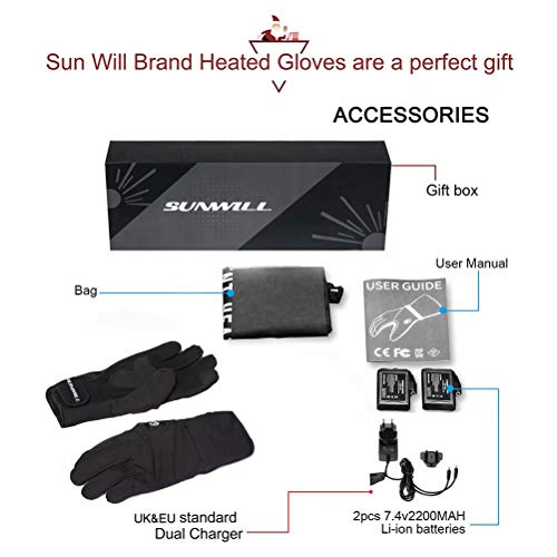 Sun Will Heated Cycling Gloves Touch Screen Thermal Gloves Anti-slip Windproof Winter Warm Black Gloves for Driving… - Image 7