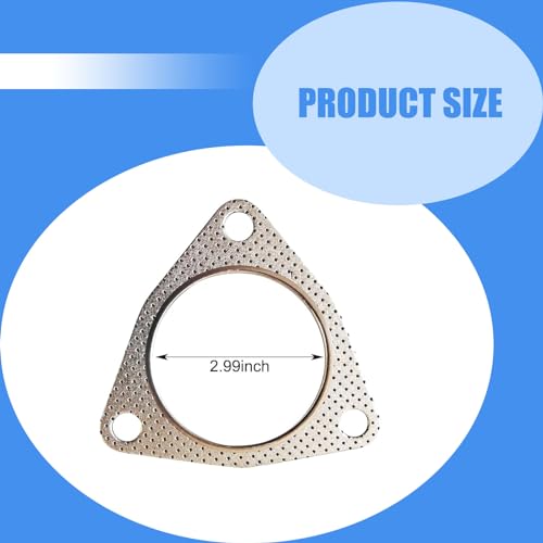 Jewkot 2 PCS Car Exhaust Pipe Gasket, 2.99" Asbestos Resistant High Temperature High Pressure Three-hole Exhaust Flange Sealing Gasket, Modification Replacement Accessories, for Most Models (Silver) - Thumbnail 2