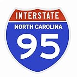 Interstate 95 Road Sign Replica | 8.53 x 8.54 Inches | Blue with White and Red | 8 oz (NORTH CAROLINA, Adhesive Strips Included)