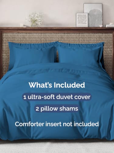 Image of Duvet Cover Cal King Size - 3 Piece with Zipper Closure - Denim Blue