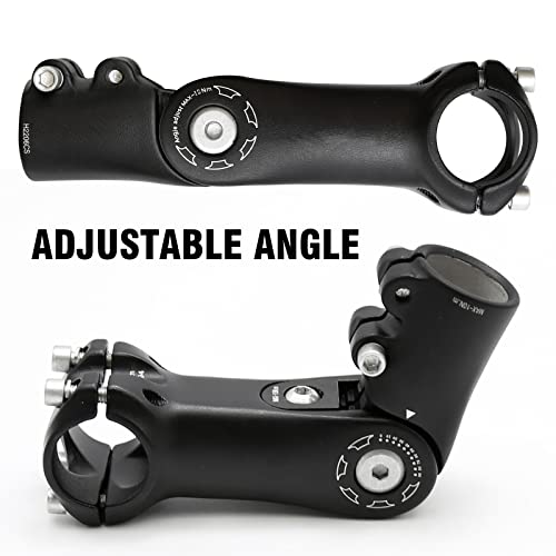 Aynaxcol 28.6mm x 31.8mm Bicycle Riser Extension Adjustable Handlebar Stem 90mm 0-90 Degree Adjustable Bicycle Stems Short Handlebar Stem for E Bike Bicycle (90mm)