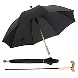 Kobold Classic Windproof Cane Umbrella 2 in 1 Walking Stick Umbrella Extra Large Oversize for Assisting Outdoor Hiking Climbing
