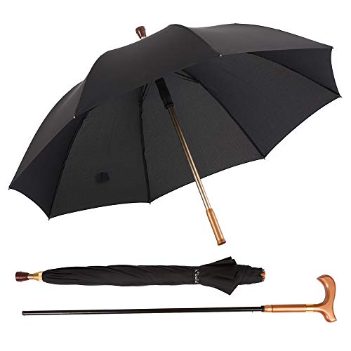Kobold Classic Windproof Cane Umbrella 2 in 1 Walking Stick Umbrella Extra Large Oversize for Assisting Outdoor Hiking Climbing