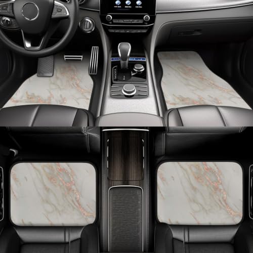 Alfombrillas de coche antideslizantes de neopreno, juego de 4 piezas mármol oro rosa 6