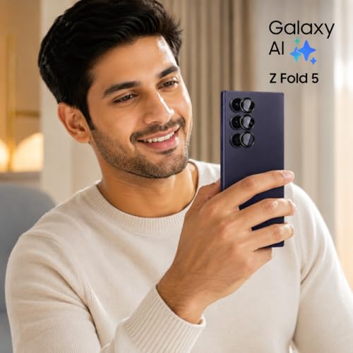 Image of FIRST MART Tempered Glass for Samsung Galaxy Z Fold 5 5G with Black Camera Ring Guard & Installation Kit | HD Clear Edge-to-Edge Screen Protector, Scratch Resistant, Case-Friendly | Pack of 1
