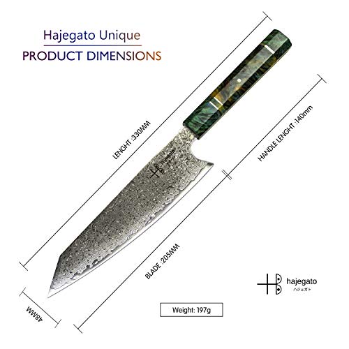Hajegato Damascus Chef Knife Kiritsuke Unique One Of Kind Handle Professional 8 Inch Japanese Chefs Kitchen Knife Vg10 67 Layers Damascus Steel Knive With Sheath #TOP2