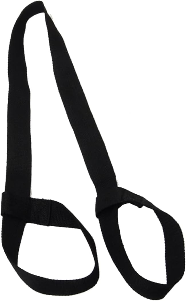 Adjustable Black Cotton Yoga Mat Sling Lightweight Exercise Mat Carrier Loops for Yoga Enthusiasts Convenient Hands Transport Fits All Mat