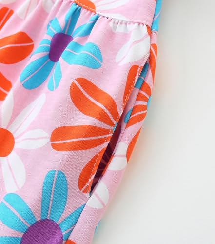 image for Bumeex Girl Dress Kids Summer Spring Skater Midi Cotton Casual Ruffle 