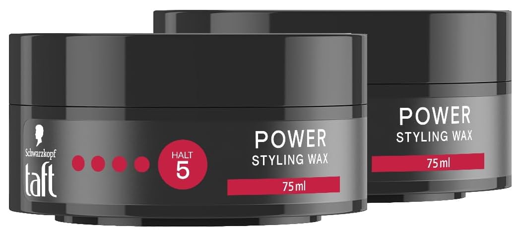 Schwarzkopf Styling Wax Power (2 x 75 ml), Hair Wax for up to 48 Hours of Strength Hold, Gentle on Hair and Scalp, Vegan, Styling Wax