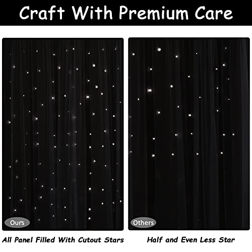 Kinryb Black Star Cutout Blackout Curtains Double Layer Curtains With Durable Sheer Curtains For Bedroom Thermal Insulated Window Treatment Set With 2 Tiebacks Black 52W X 63L 2 Panels #TOP5