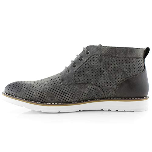 Polar Fox Men's Walker Casual Chukka Sneaker | Lightweight Perforated Boot for Breathable Comfort | MPX506055A | in Grey, Size 9