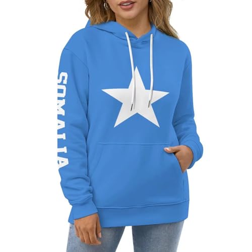 Sweat à capuche drapeau somalien pull ample bleu clair pour éviter le froid - 4