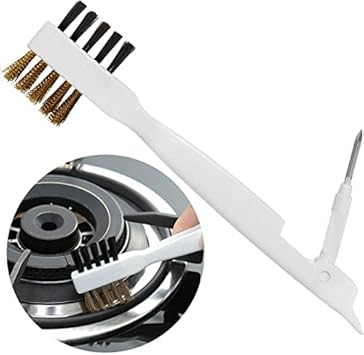 Kitchen Cleaning Scrub Brush - Deep Gas Stove Brass Wire Brushes with Stiff Bristles & Cooktop Scraper, Scrubber for Range Hood Grease Grime, Rust Cleaner for Pot Pan, Household Cleaning Tools