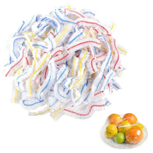100 pezzi di coperchi per alimenti in plastica elasticizzata, coperchi per alimenti riutilizzabili per conservare la freschezza, forniture da cucina per frutta/verdura/carne/cibo